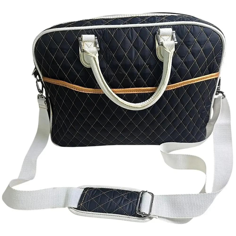 PEGASUS Carry On Handbag Quilted Black Structured Travel Bag Organizer Pockets